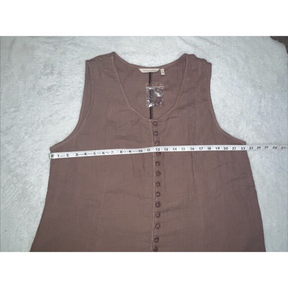 Soft Surroundings Sleeveless Maxi Midi Dress Size 1X Buttons Brown 100% Cotton - Picture 5 of 10